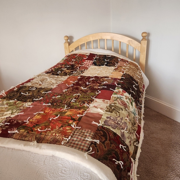 Handmade Other - HANDMADE Quilt Patchwork Muslin Backing Tied Country Farmhouse Cottage 48 x 60